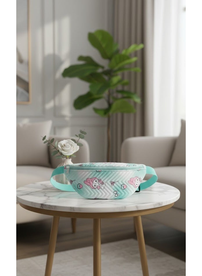 Children's waist bag – cute cartoon design with a star pattern – lightweight and suitable for outings and trips- green - Image 5